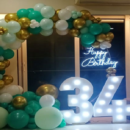 Happy Birthday LED 34th Balloon Ring Decoration