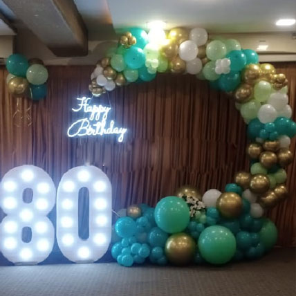 Happy Birthday LED 80th Balloon Ring Decoration